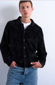 Topman Fluffy Collared Cardigan