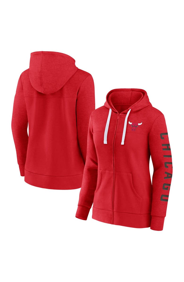 FANATICS Women's Fanatics Branded Heather Red Chicago Bulls City Ties Full-Zip Hoodie, Alternate, color, 