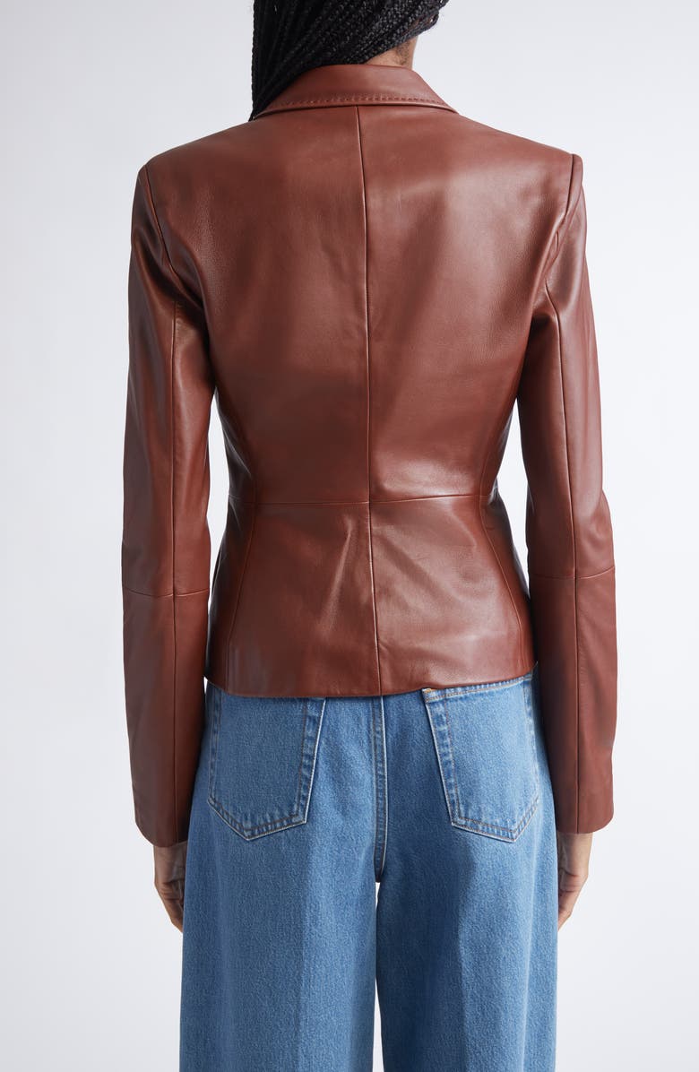 ST. JOHN Soft Luxe Napa Leather Jacket, Alternate, color, Cuoio