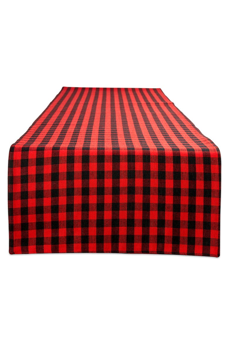 Reversible Gingham/Buffalo Check Table Runner, Alternate, color, Red/Black