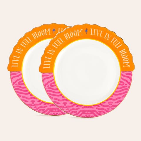 Luohu Porcelain Service Plate 11 In Set Of 2