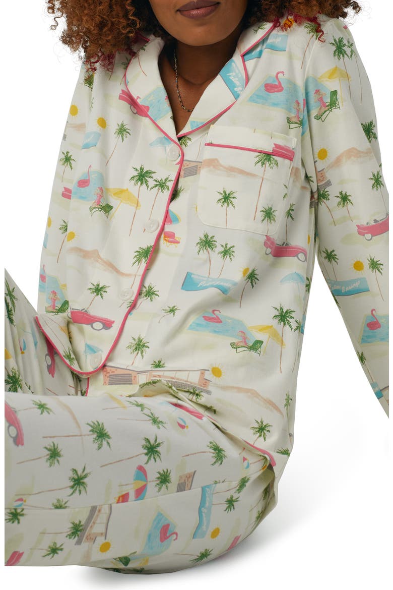 Print Stretch Organic Cotton Jersey Pajamas, Alternate, color, WELCOME TO PALM SPRINGS