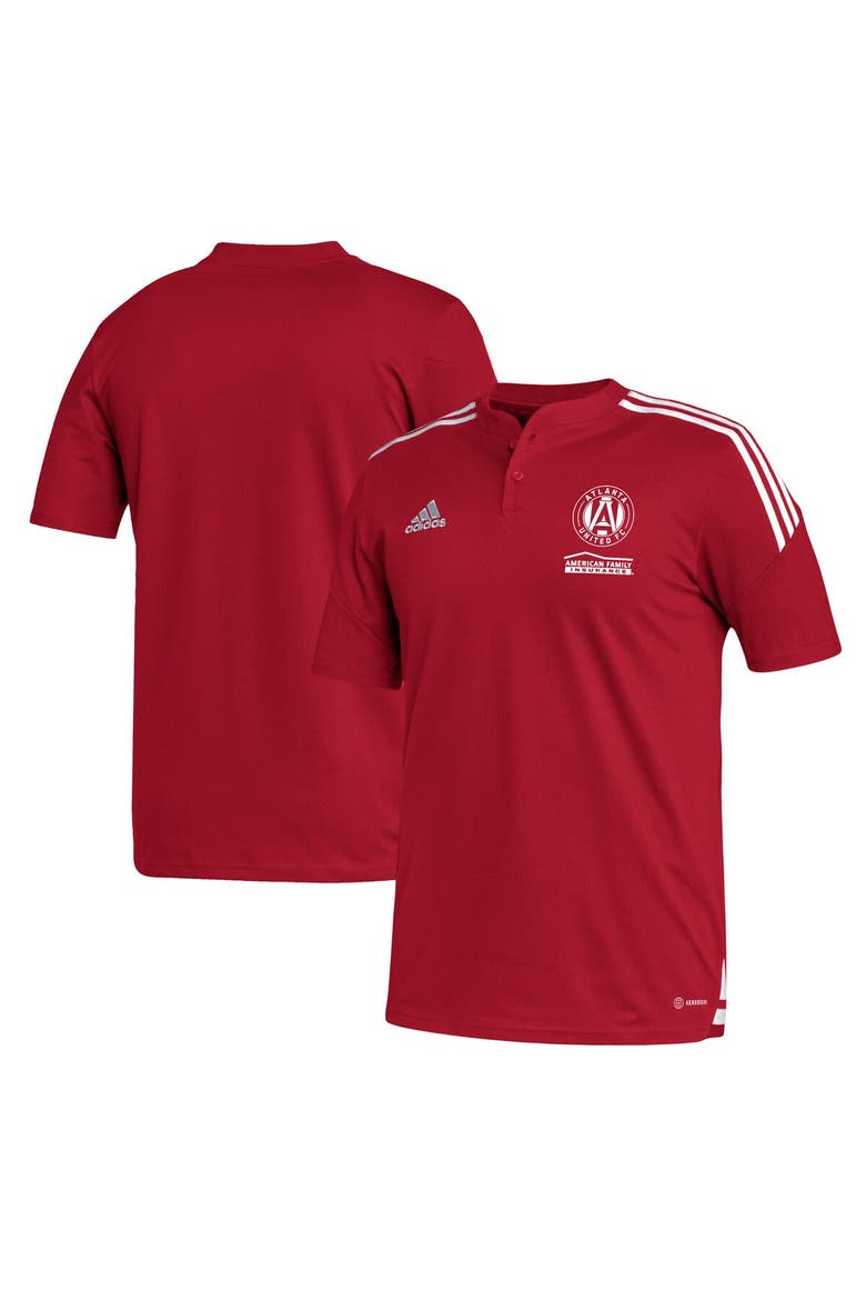 Men's adidas Red Atlanta United FC Henley AEROREADY Polo, Main, color, Red