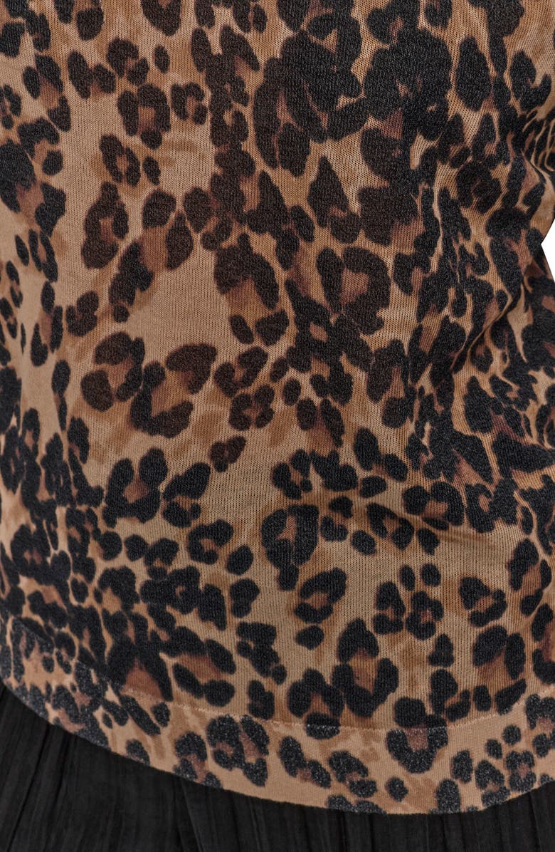 DKNY Cheetah Print Short Sleeve Sweater, Alternate, color, 