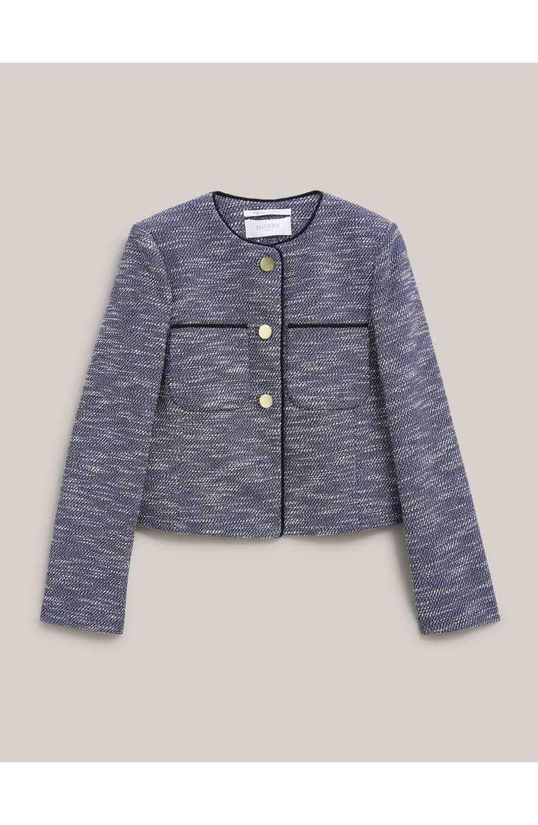 HOBBS LONDON Aleena Cropped Textured Jacket, Alternate, color, Navy White