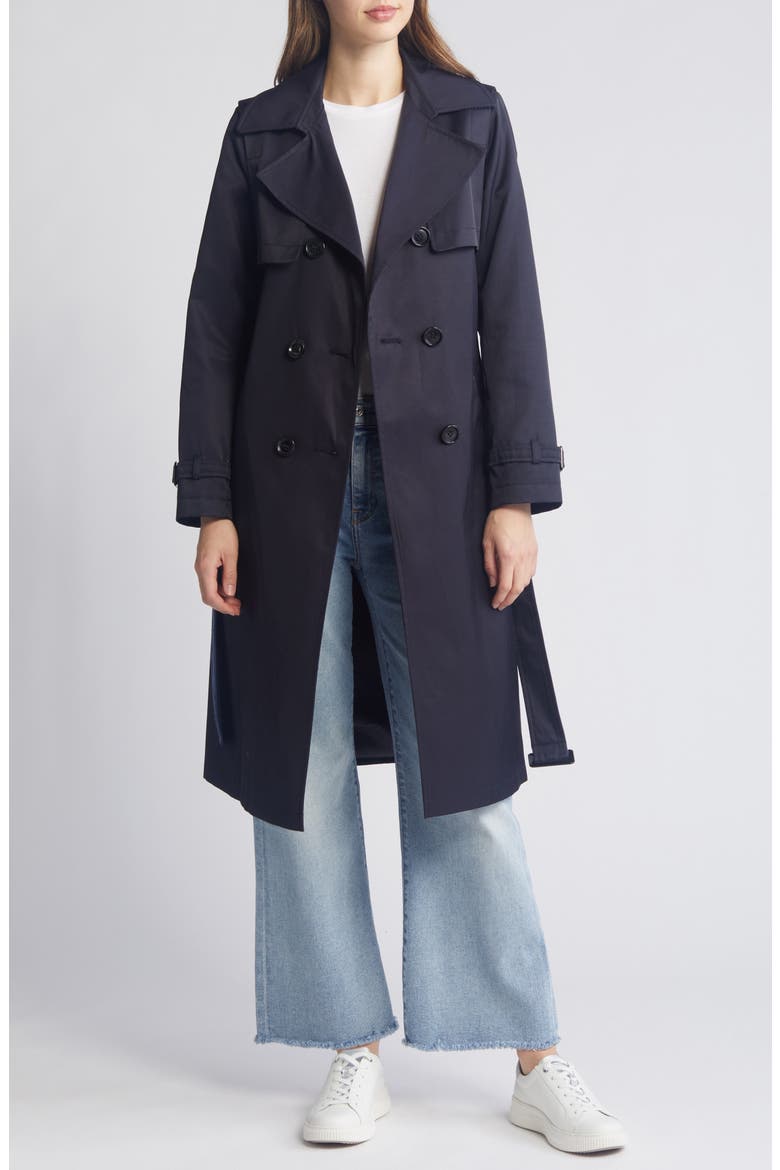 Corduroy Contrast Trench Coat, Alternate, color, NAVY
