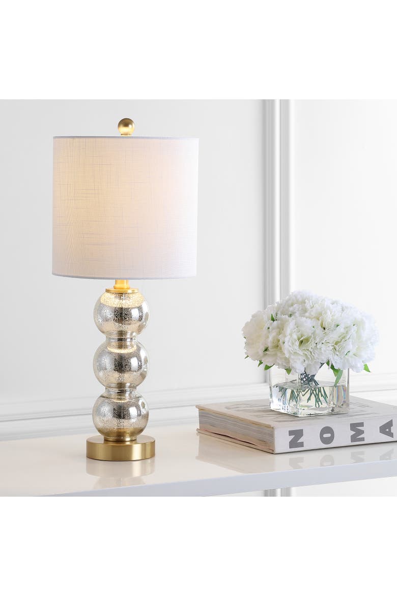 February Glass/Metal LED Table Lamp, Alternate, color, Mercury Glass/Brass Gold