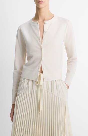 Vince Tipped Half Moon Cardigan in Off White/optic White at Nordstrom Rack, Size X-Large