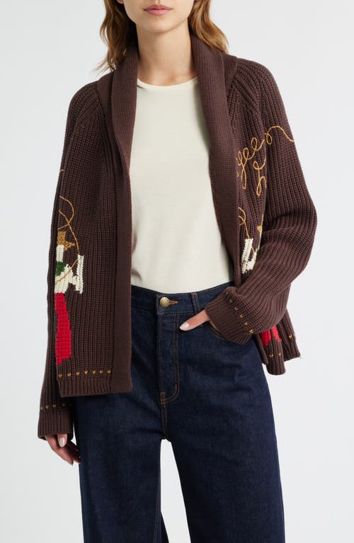 The Great . The Lasso Lodge Cotton Blend Cardigan In Brown