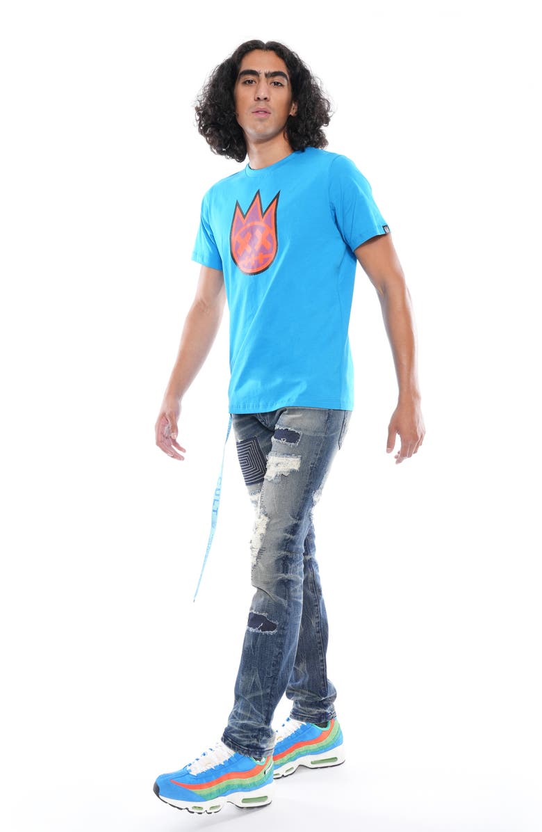 Cult of Individuality Rocker Slim Belted Straight Leg Jeans, Alternate, color, Delft