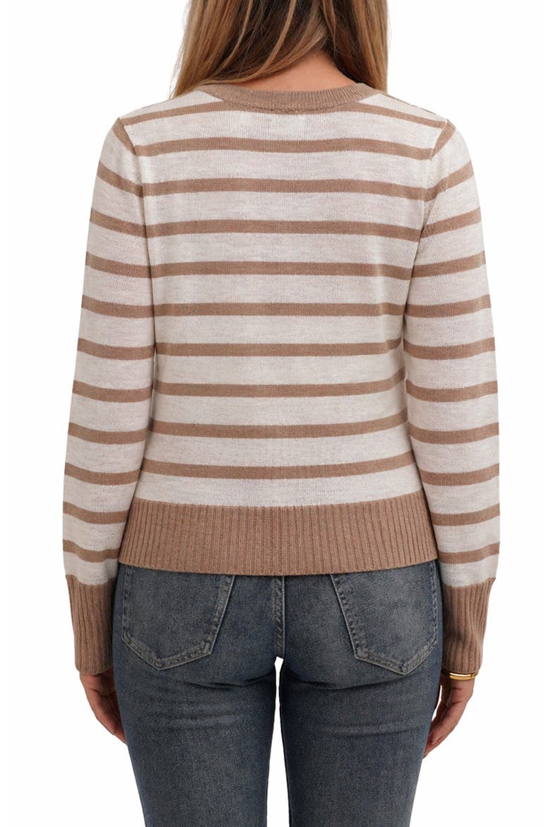 Stripe Contrast Cardigan, Alternate, color, TAUPE/ BONE