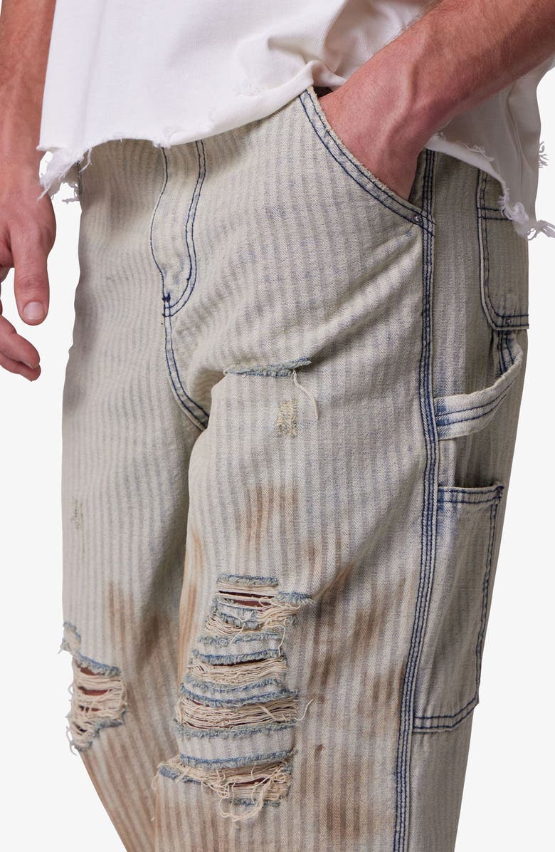 mnml Ultra Baggy Ripped Railroad Stripe Carpenter Jeans, Alternate, color, Multi