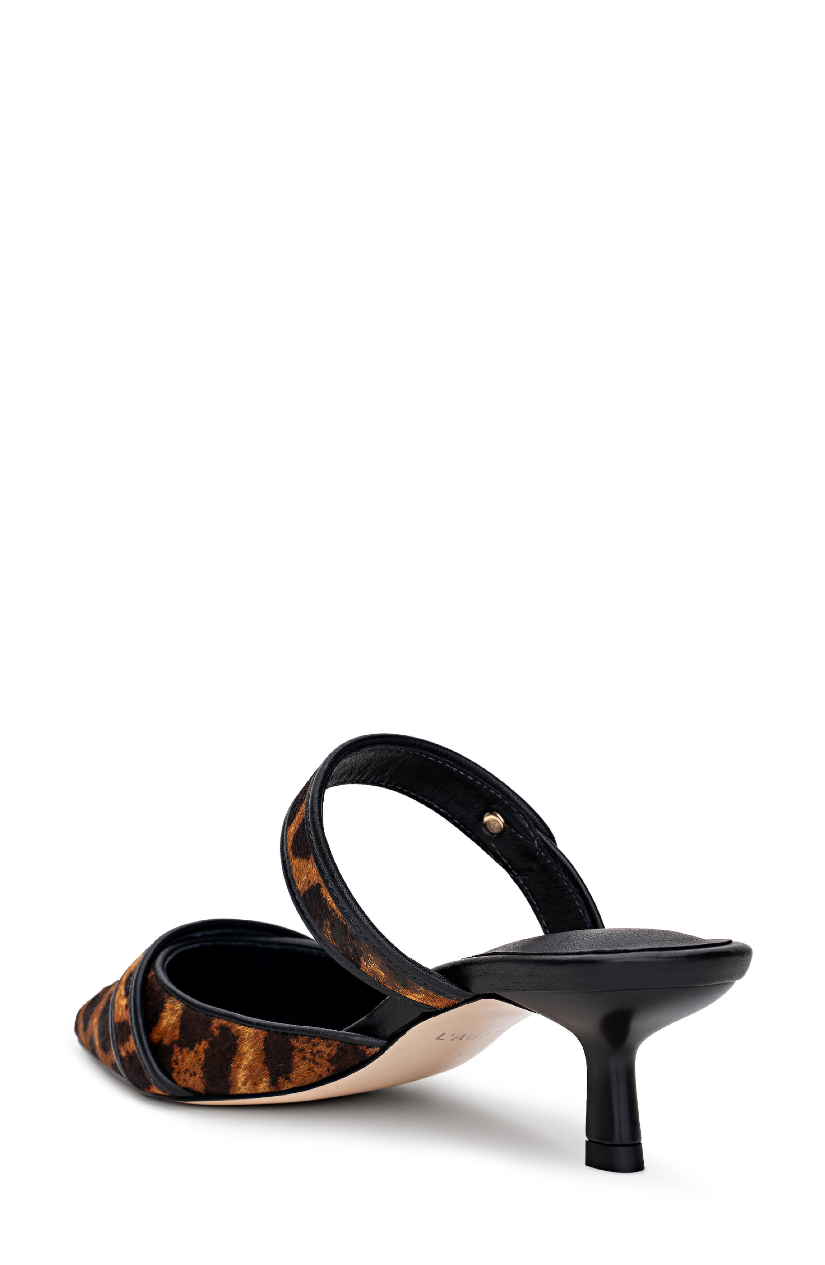 L'AGENCE Gilliane II Mary Jane Pointed Toe Kitten Heel Mule, Alternate, color, Leopard Hair Calf