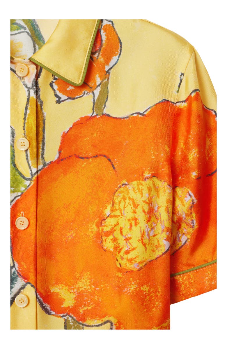 Burberry Highgrove Cascading Flowers Silk Shirt Dress, Alternate, color, Buttermilk