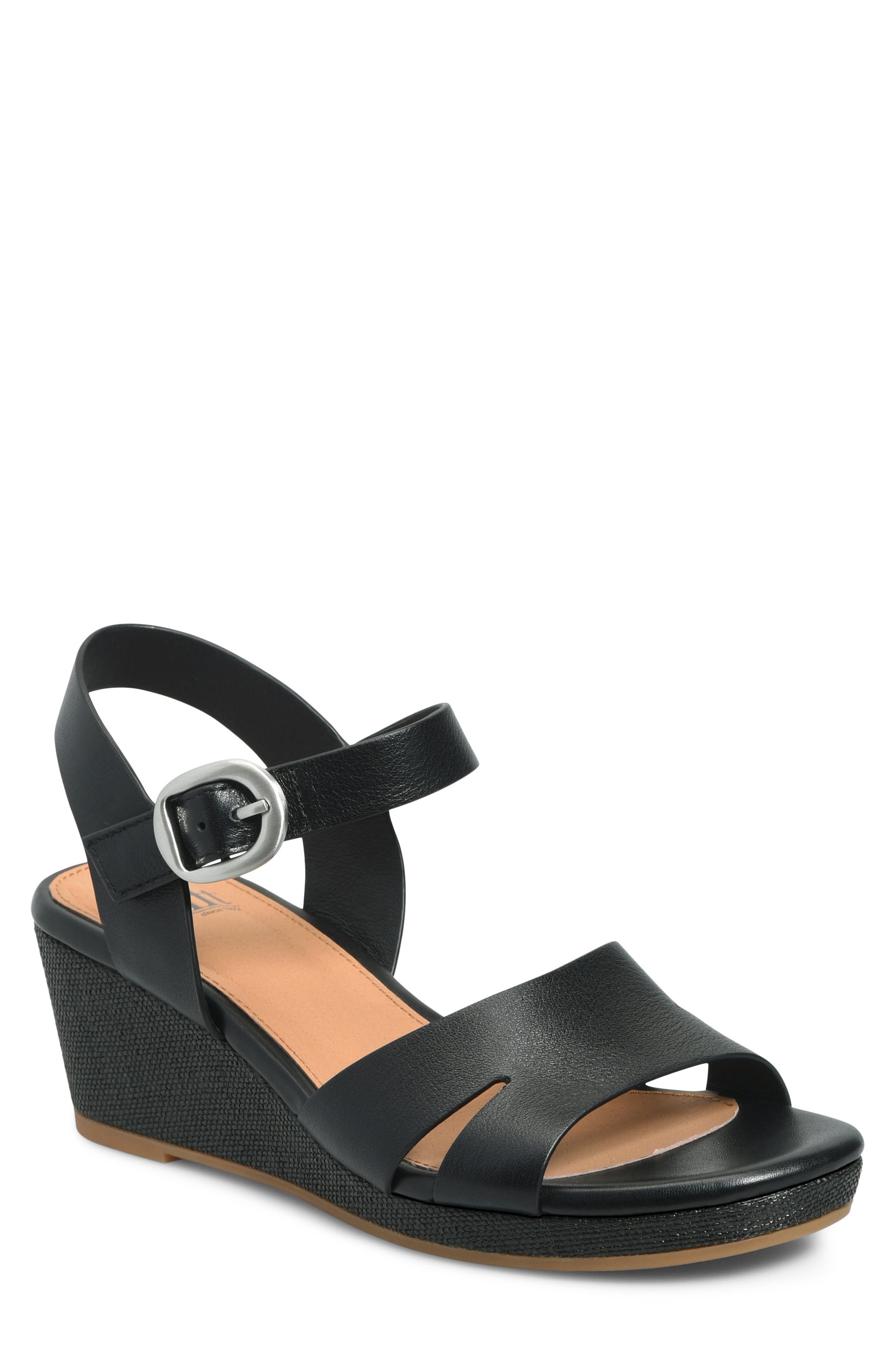 Söfft Vanessa Ankle Strap Platform Wedge Sandal, Main, color, Black