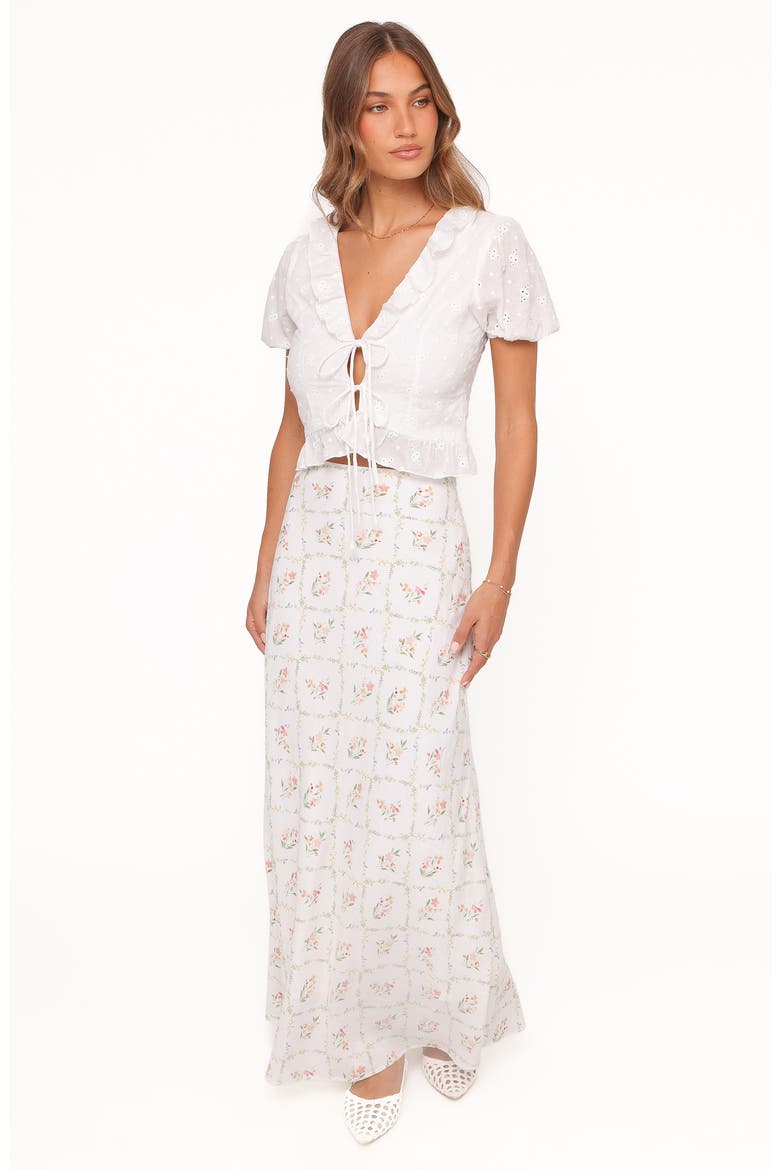 Andra Tie Front Puff Sleeve Crop Top, Alternate, color, WHITE BRODERIE