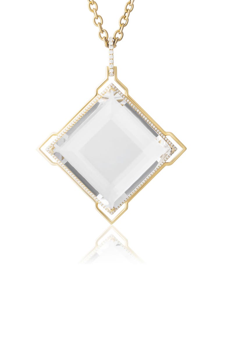GOSHWARA Gossip Fancy Cut Rock Crystal & Pavé Diamond Pendant Necklace, Alternate, color, Clear