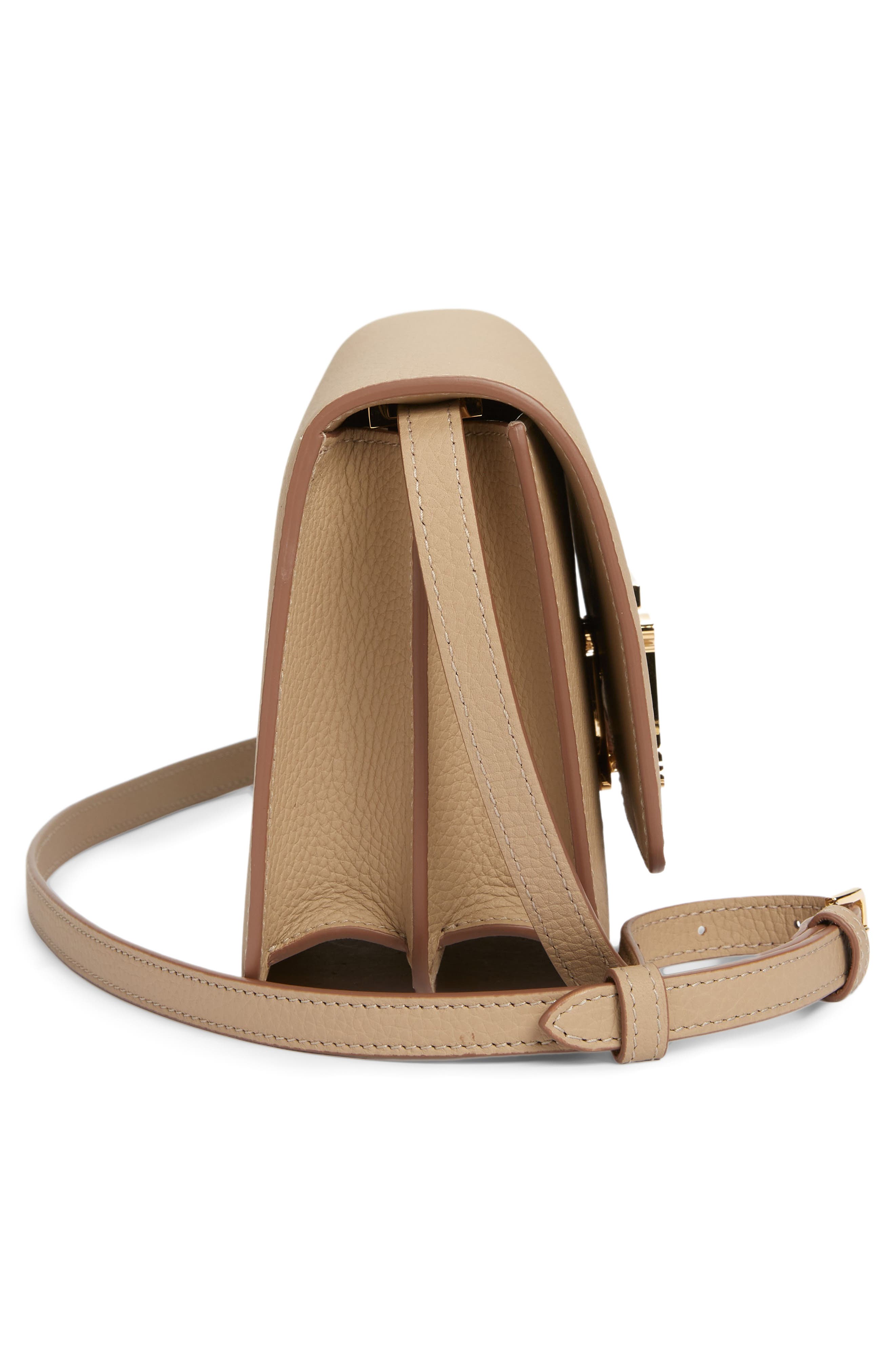 Burberry Small TB Monogram Topstitch Grainy Leather Shoulder Bag, Alternate, color, 