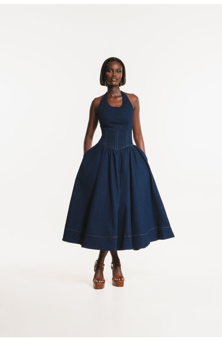 OFUURE Denim Diane Midi Dress, Main, color, Denim Blue