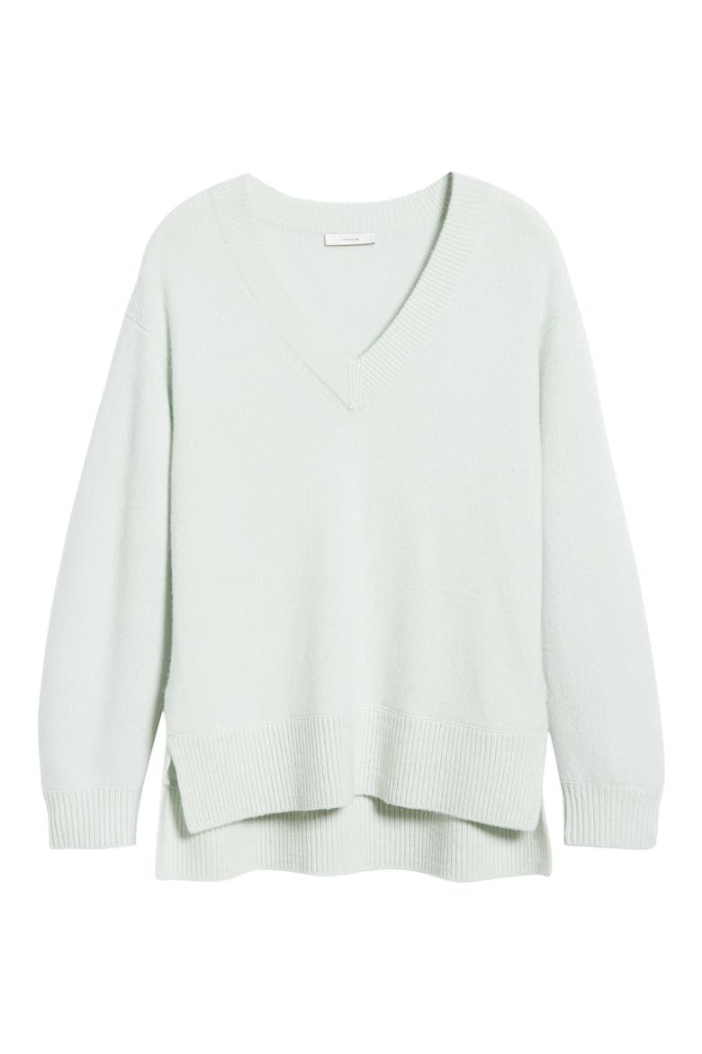 V-Neck Cashmere Tunic Sweater, Alternate, color, ALOE