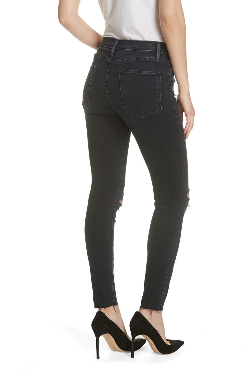 FRAME Le High Distressed Skinny Jeans, Alternate, color,