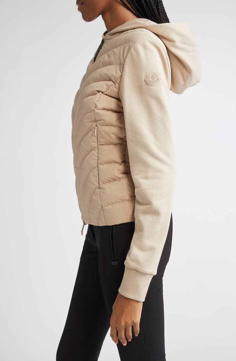Moncler Mixed Media Down Jacket, Alternate, color, Beige Sand