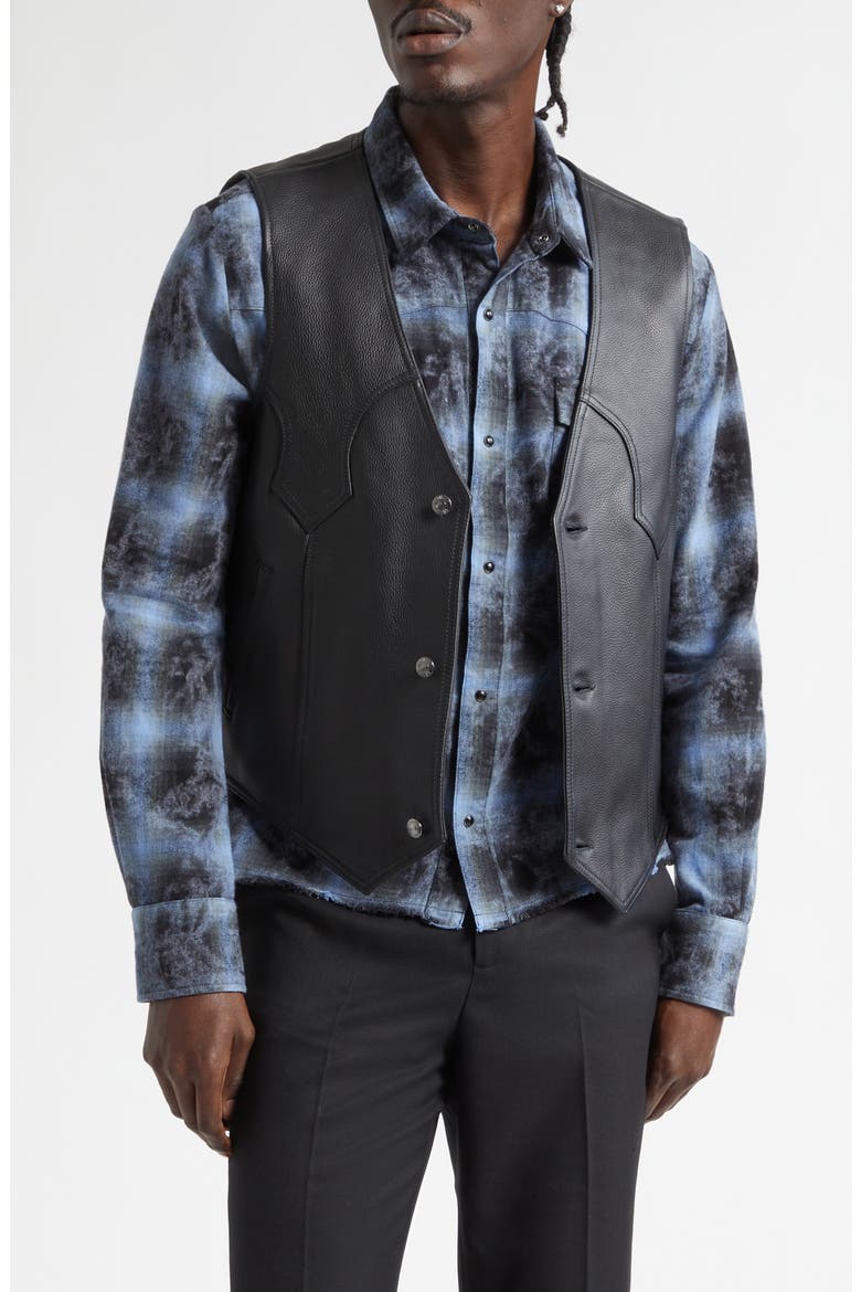 Leather Vest, Main, color, BLACK
