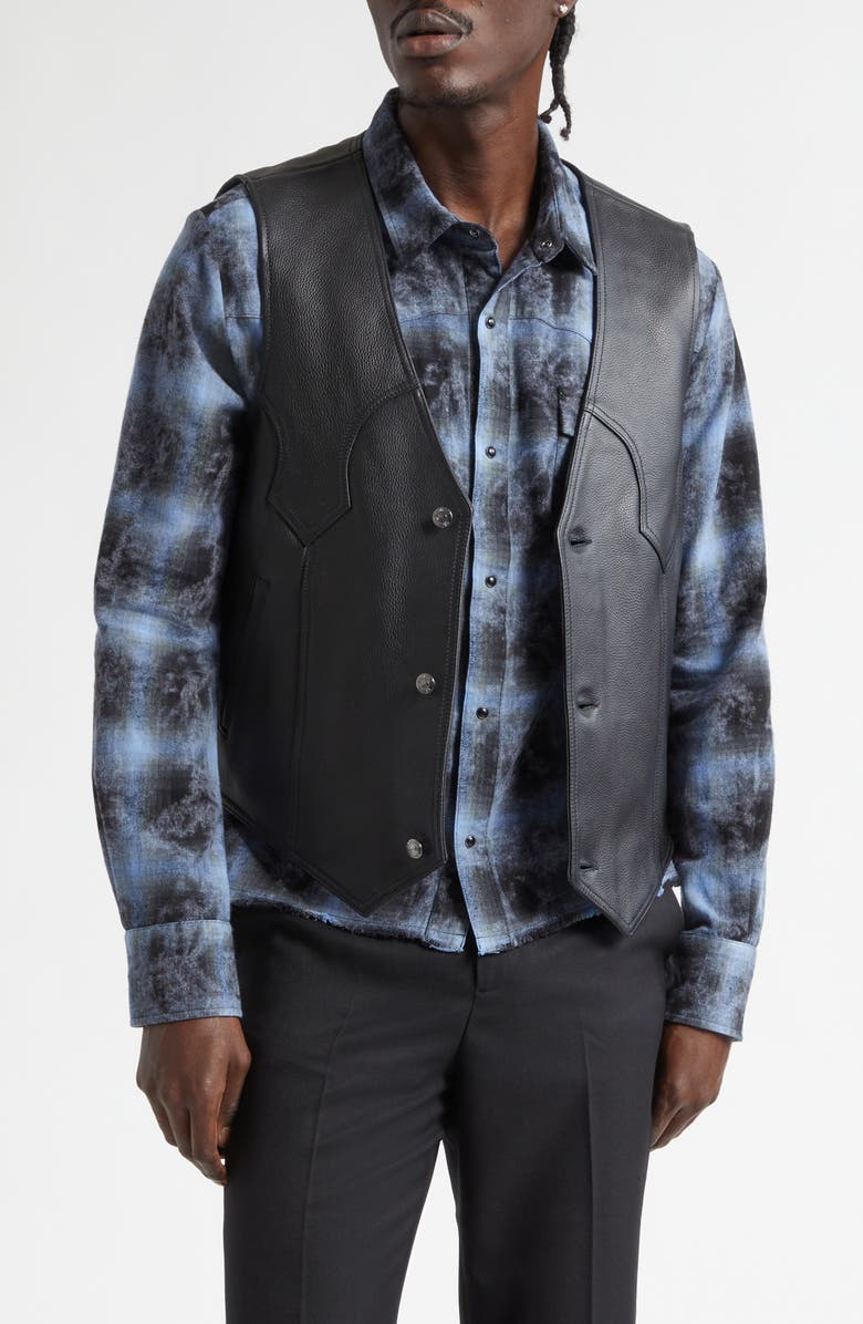 MIDNIGHT RODEO Leather Vest, Main, color, Black