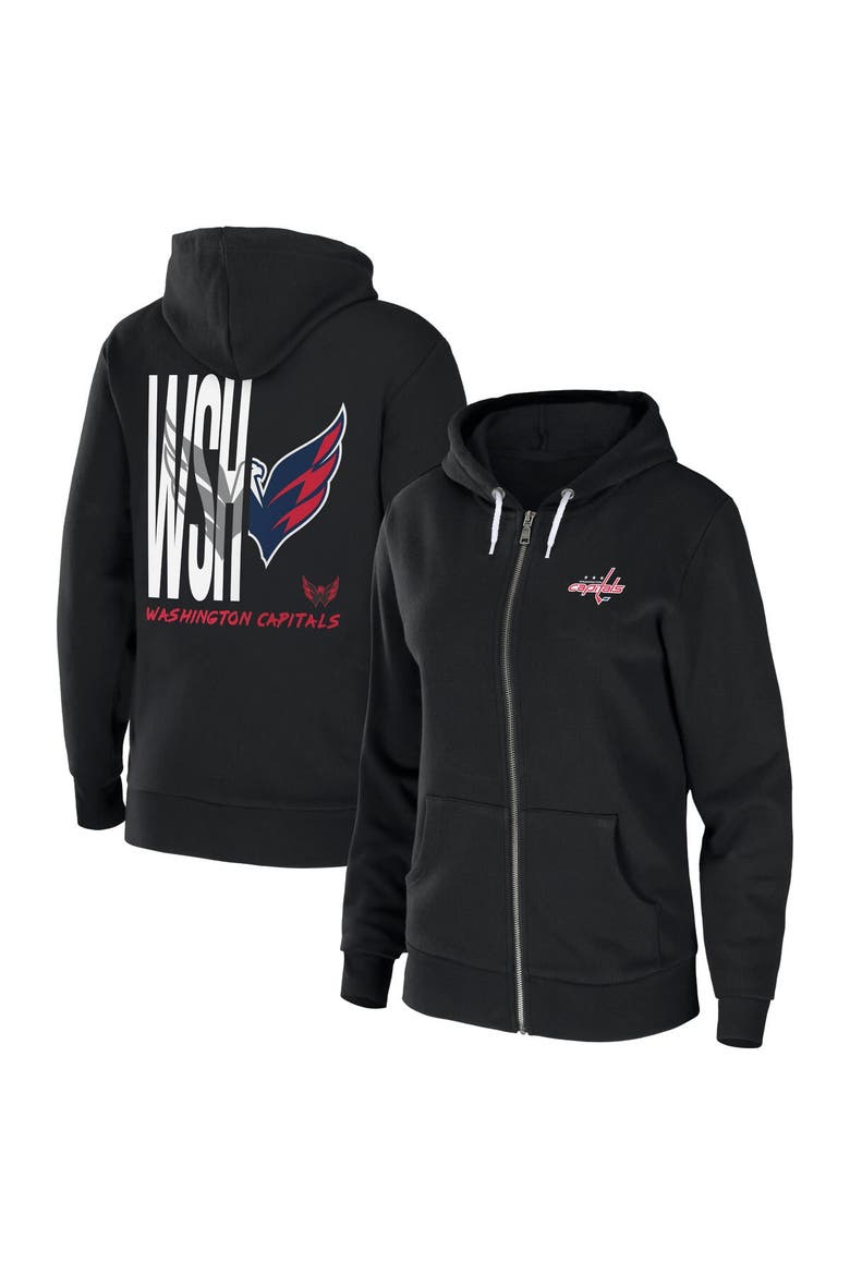 Women's WEAR by Erin Andrews Black Washington Capitals Sponge Fleece Full-Zip Hoodie, Main, color, Black
