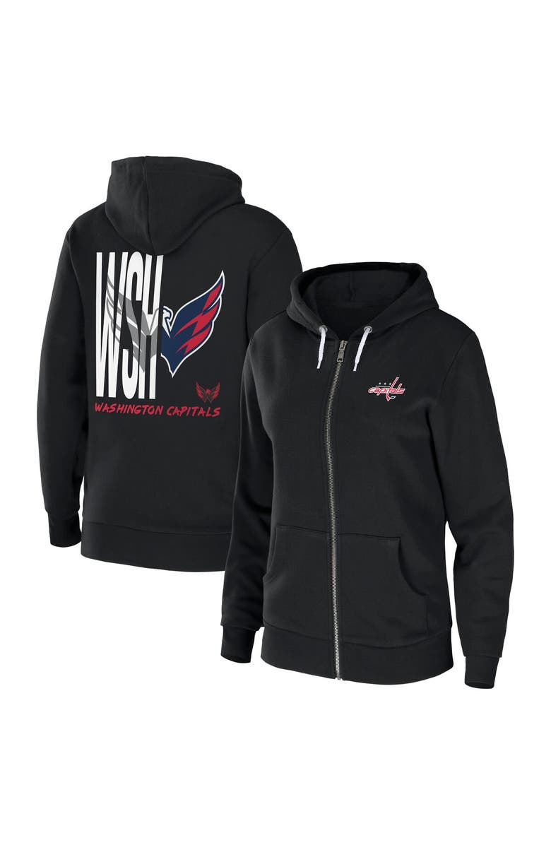 WEAR by Erin Andrews Women's WEAR by Erin Andrews Black Washington Capitals Sponge Fleece Full-Zip Hoodie, Main, color, Black