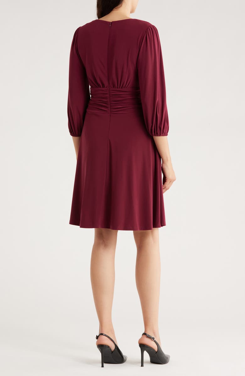 Vince Camuto Twist Front Balloon Sleeve Fit & Flare Dress, Alternate, color, Mulberry