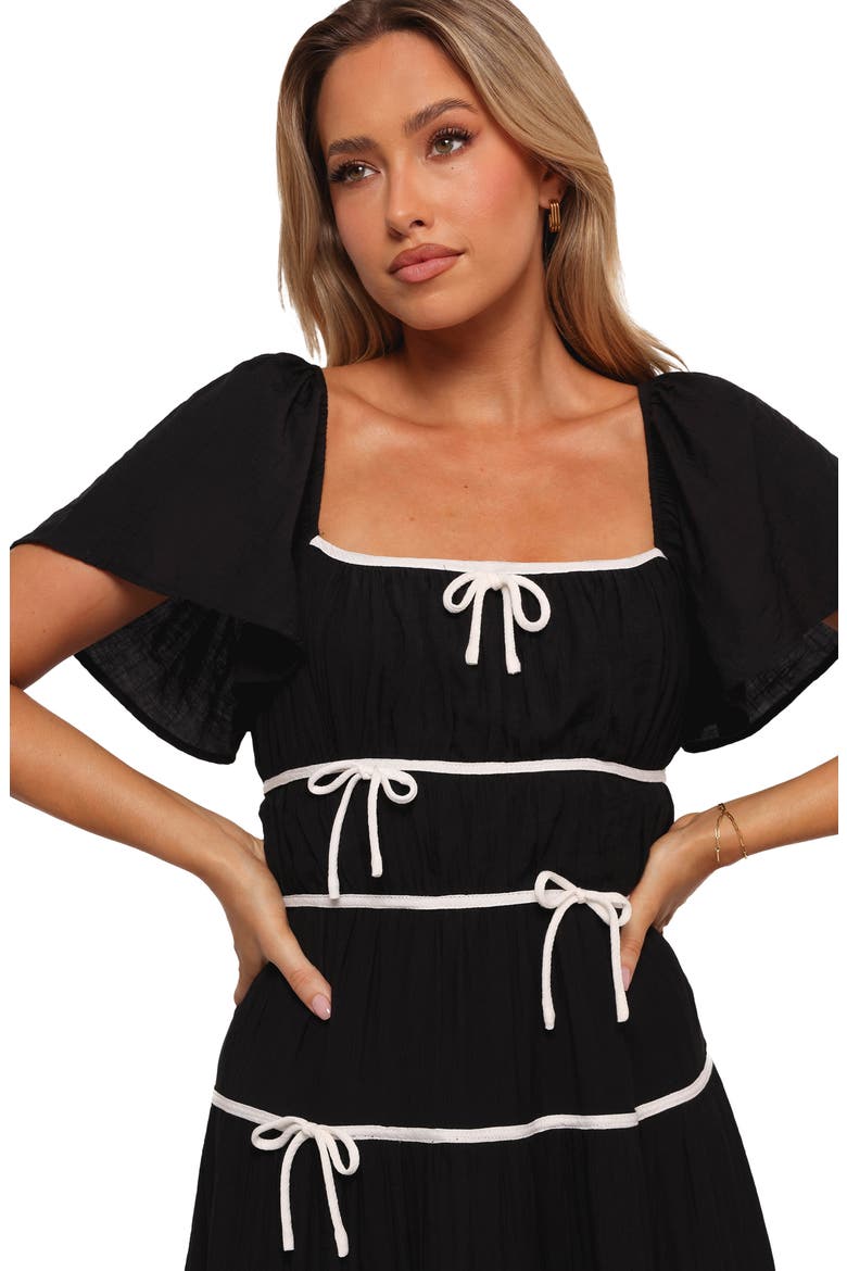 Harvey Bow Tiered Maxi Dress, Alternate, color, BLACK/ WHITE