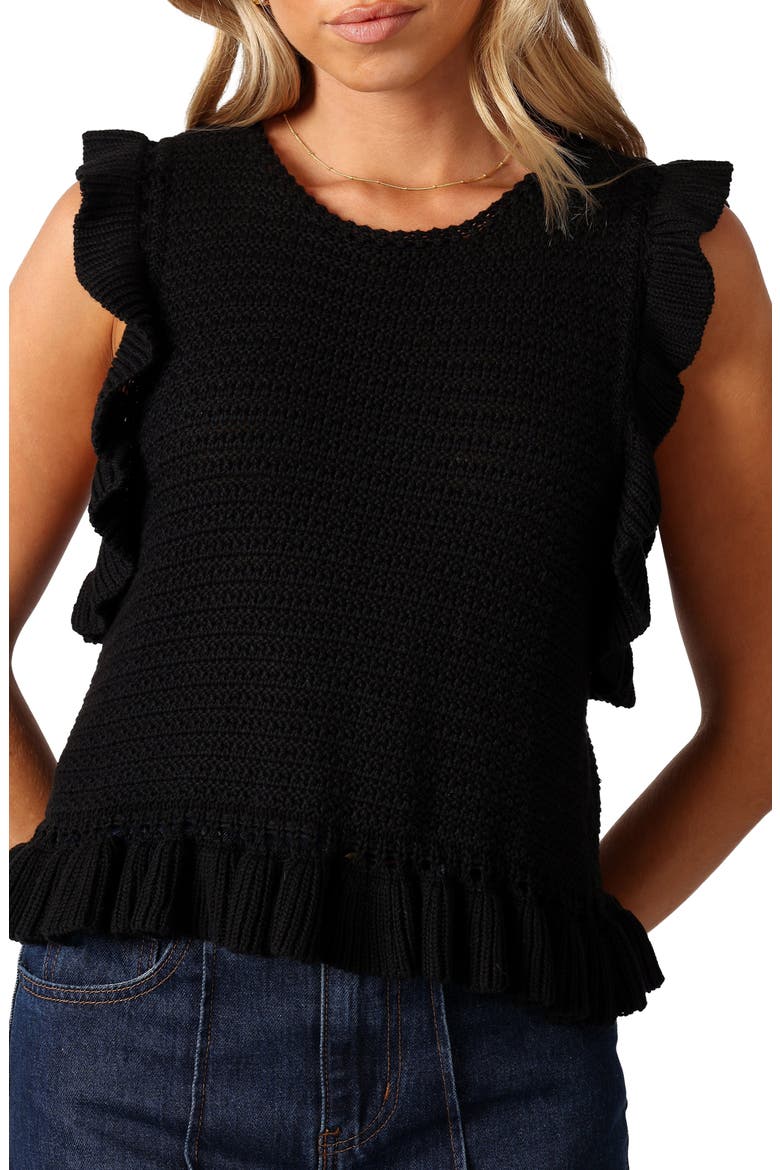 Katia Frill Sleeveless Sweater, Alternate, color, BLACK