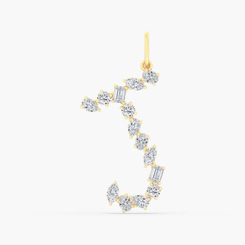 Multi-Shape Letter "J" Lab Diamond Charm in 14K