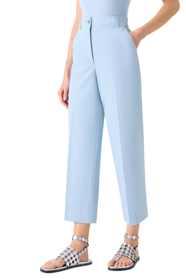 Chiara High Waist Cotton Stretch Seersucker Crop Pants, Alternate, color, SKY-DARK BLUE