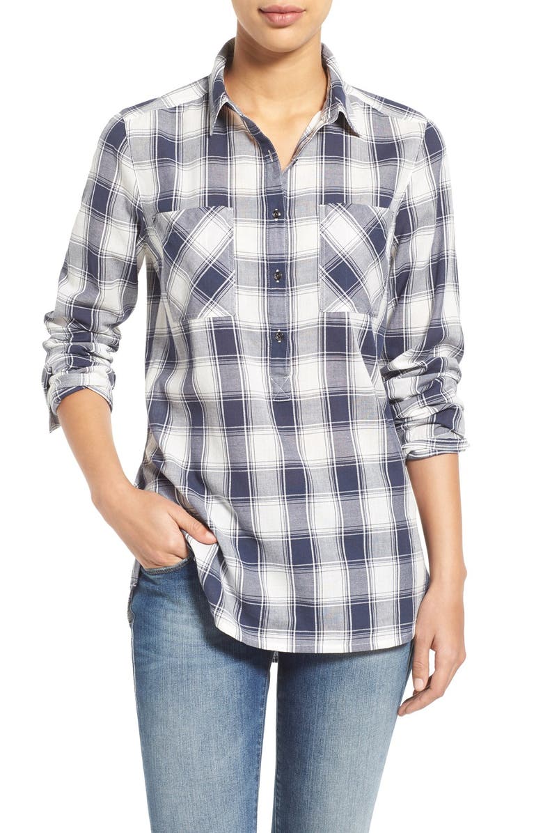 Caslon<sup>®</sup> Check Print Popover Shirt, Main, color, 
