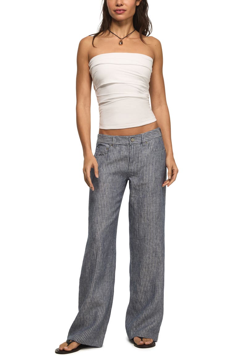 Stripe Linen Baggy Wide Leg Pants, Alternate, color, NAVY STRIPE