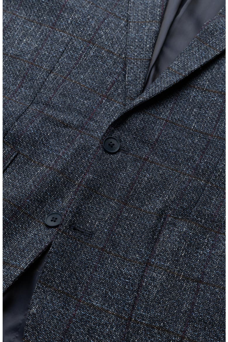 Selwyn Island Grey Windowpane Check Wool & Cotton Blend Sport Coat, Alternate, color, PEWTER