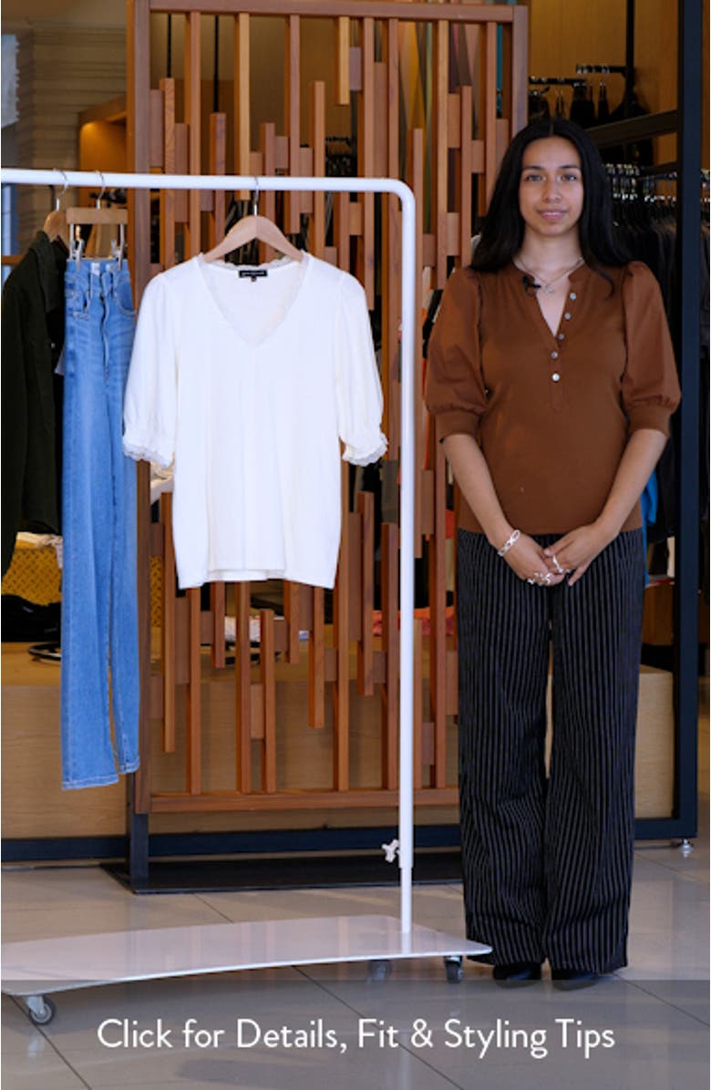 Lace Detail V-Neck Knit Top, sales video thumbnail