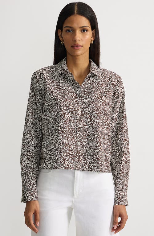 Lands' End No Iron Boxy Cropped Shirt In Gray
