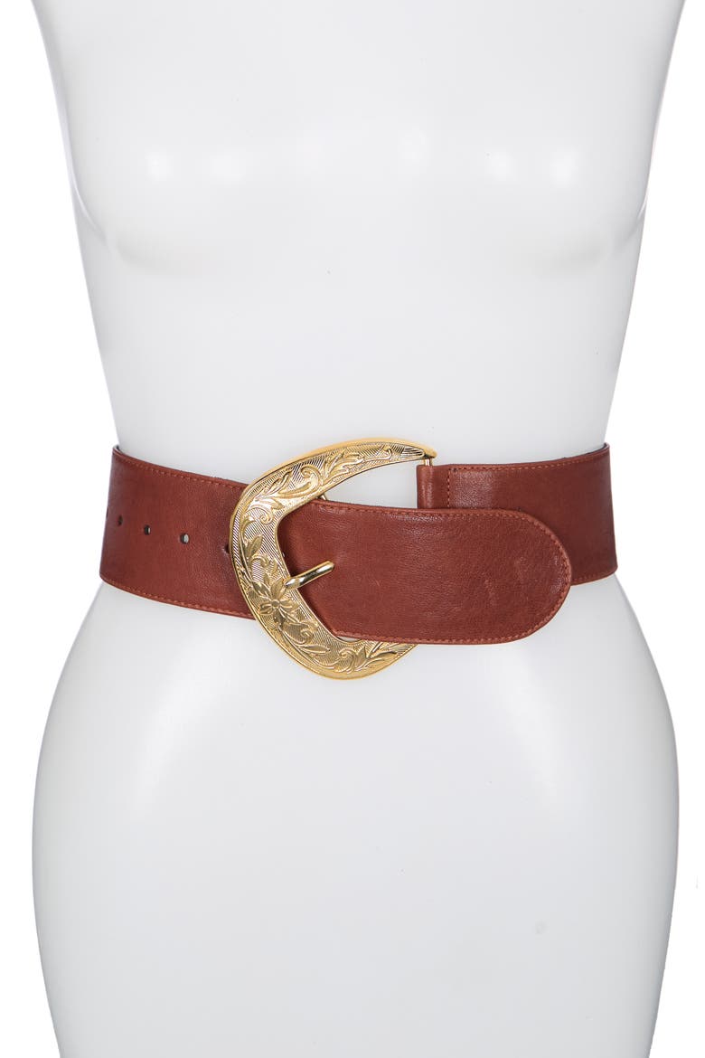 Outlaw Leather Belt, Main, color, COGNAC