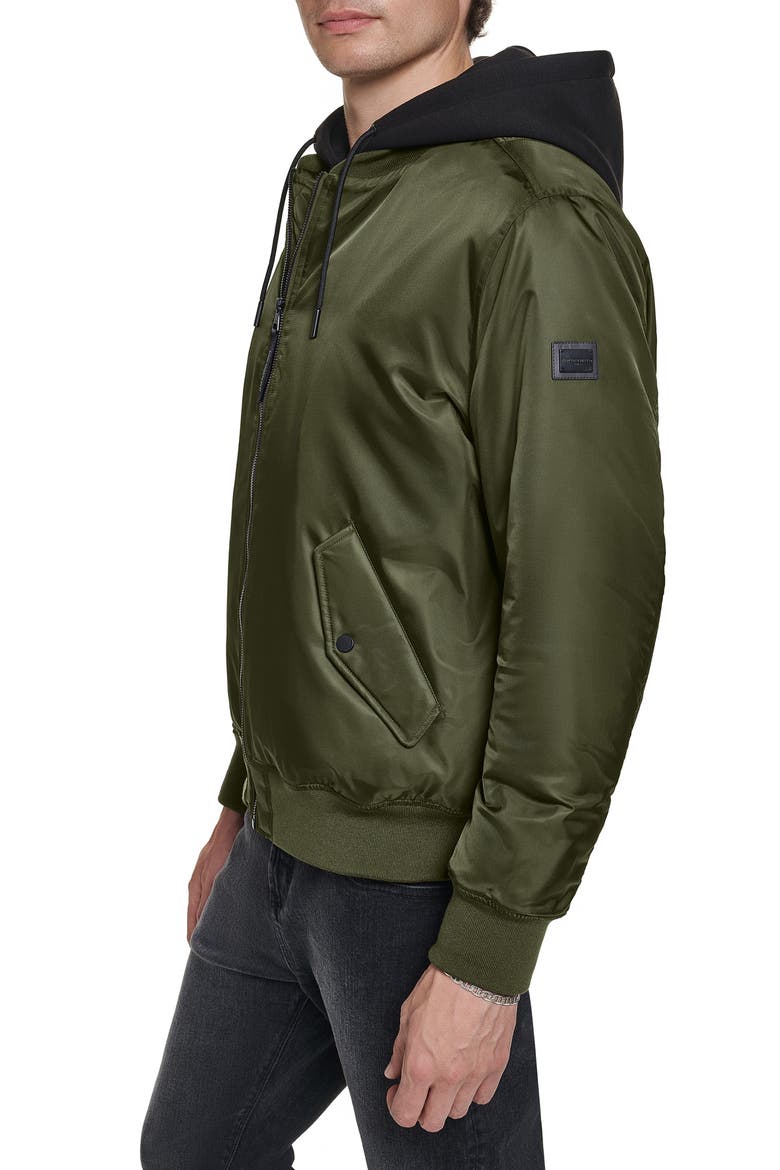 Signature Hooded Bomber Jacket, Alternate, color, OLIVE