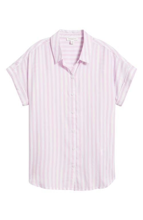 BEACHLUNCHLOUNGE BEACHLUNCHLOUNGE KENZIE STRIPE SHORT SLEEVE BUTTON-UP SHIRT 