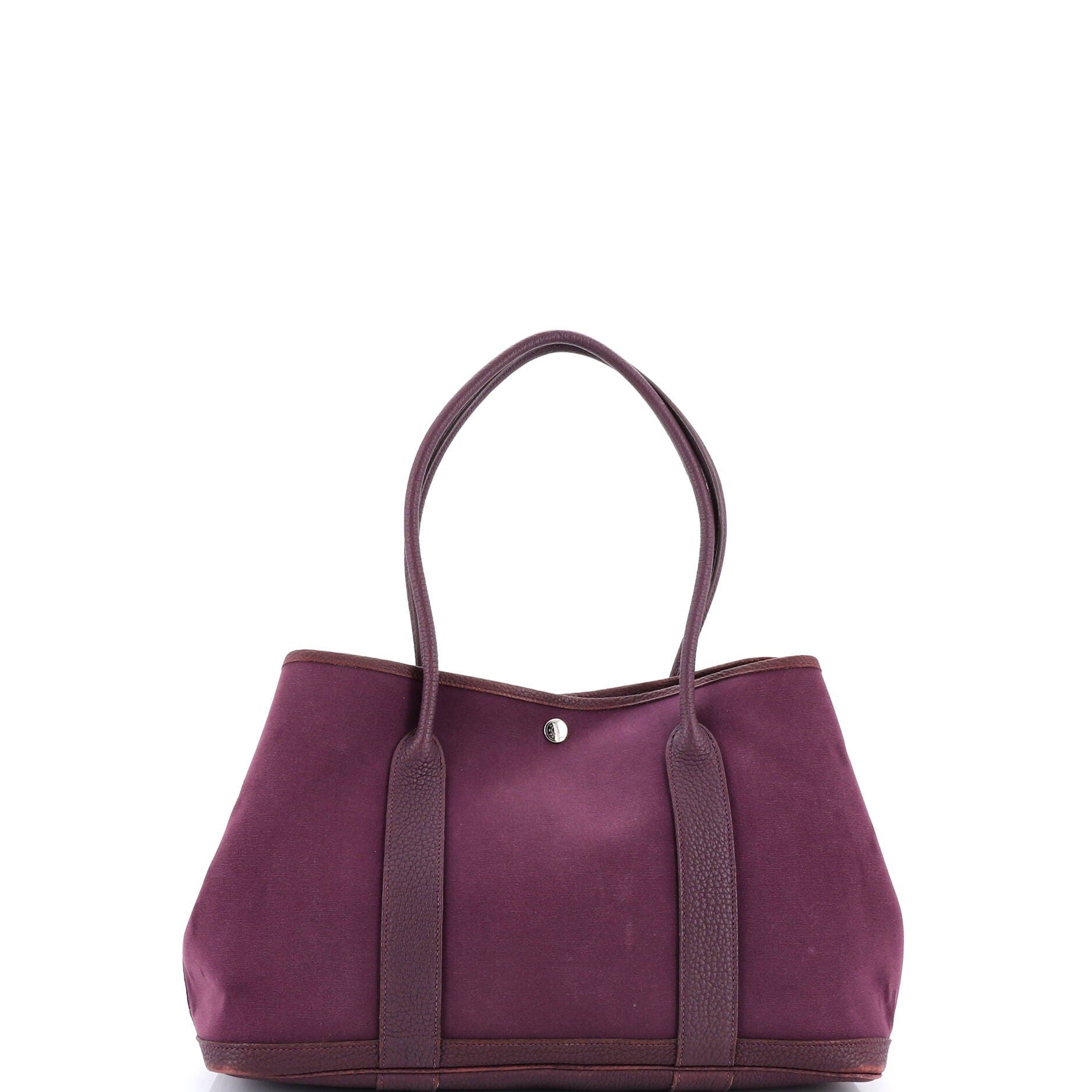 Pre-Owned Hermes Garden Party Tote Toile and Leather 36, Alternate, color, Cassis