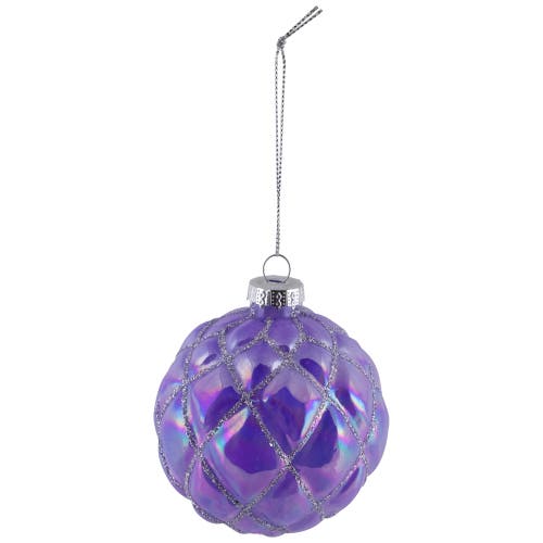 Northlight Shiny Glittered Iridescent Glass Ball Christmas Ornaments In Purple