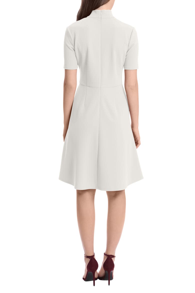 Twist Neck Short Sleeve Fit & Flare Dress, Alternate, color, HORN