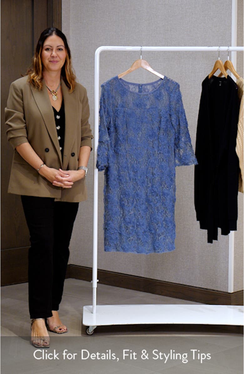 Metallic Floral Appliqué Cocktail Dress, sales video thumbnail