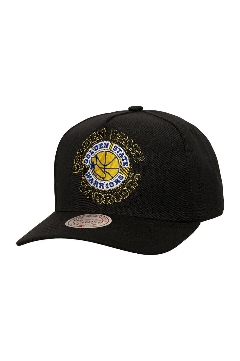 Men's Mitchell & Ness  Black Golden State Warriors Tilted Pro Pinch Adjustable Hat, Main, color, Black