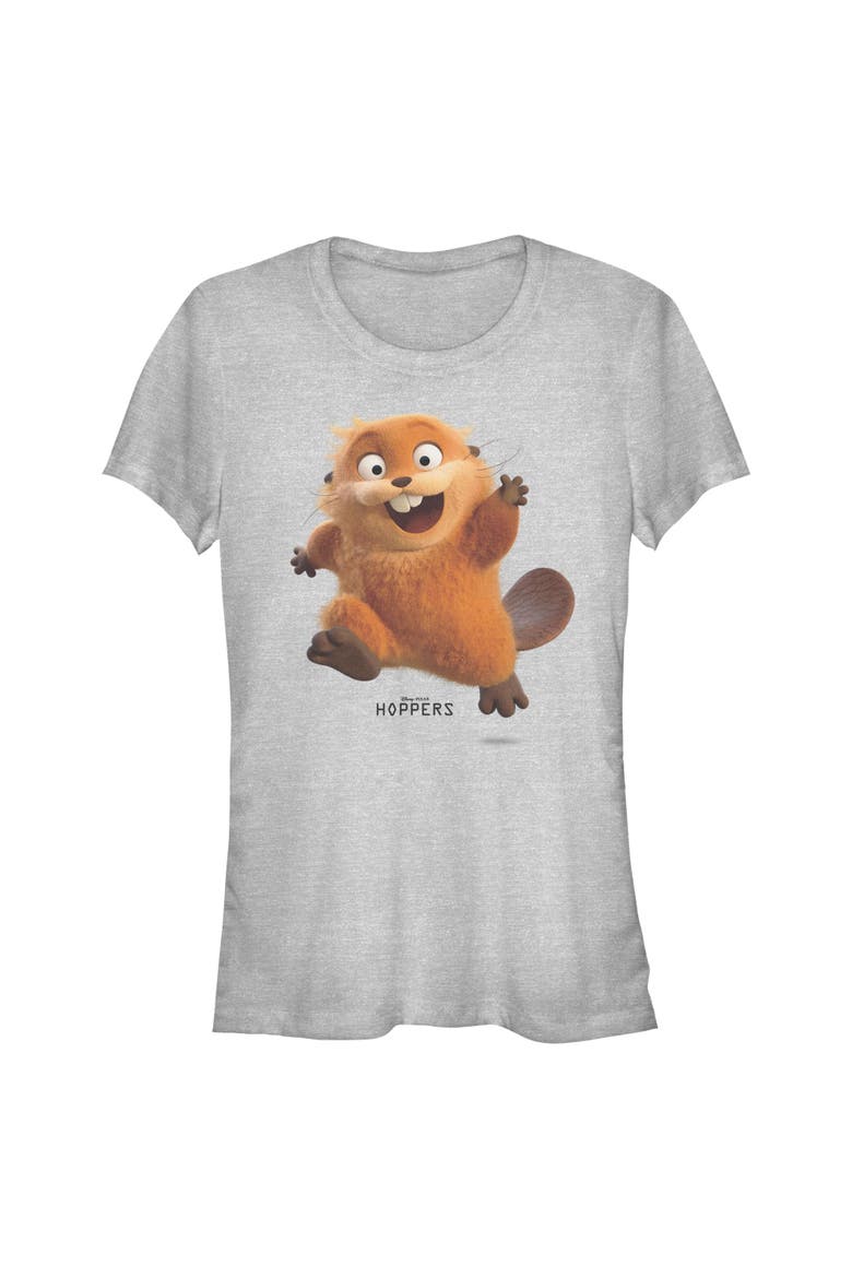 Junior's Hoppers Happy Mabel Jump  Graphic T-Shirt, Main, color, Athletic Heather