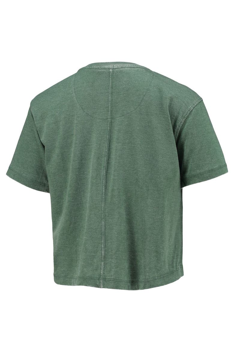 Women's Pressbox Green Miami Hurricanes Edith Vintage Burnout Crop T-Shirt, Alternate, color, Green